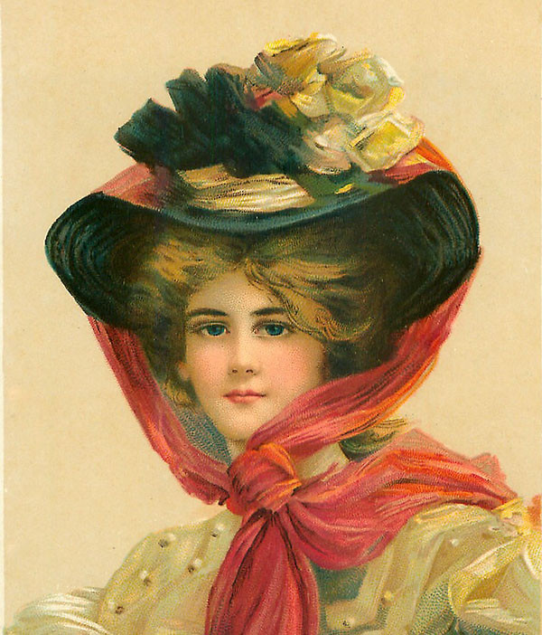 Женский образ на старых открытках